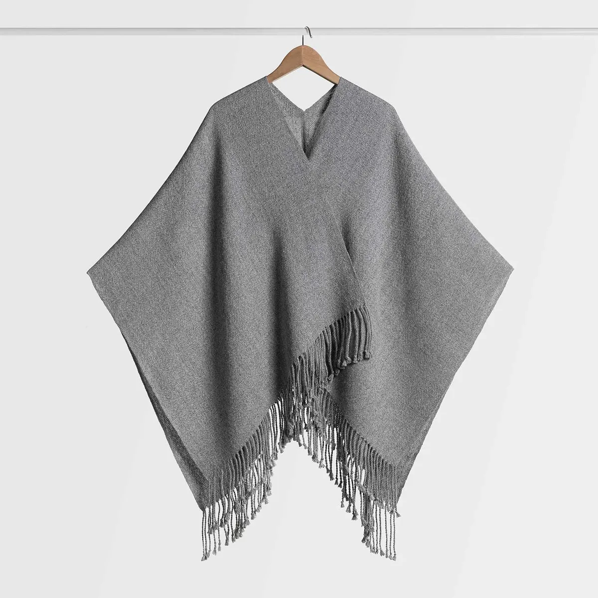 Ruana de fibra de alpaca, gris