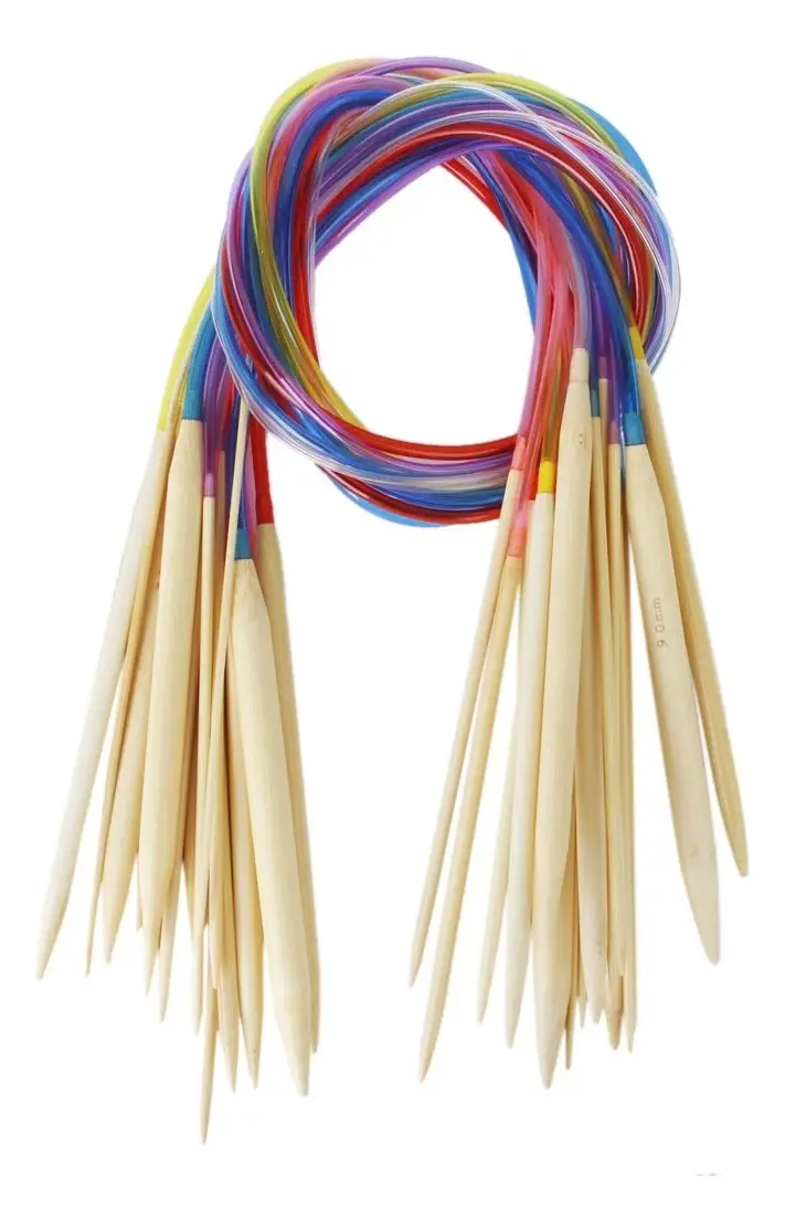 Set de 18 palillos circulares de bambú, 80 cm de largo