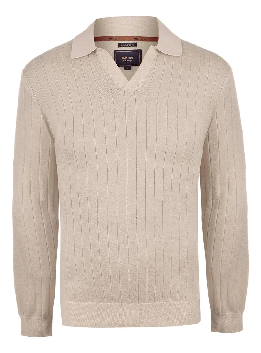 Sweater Rocco de lana merino, beige